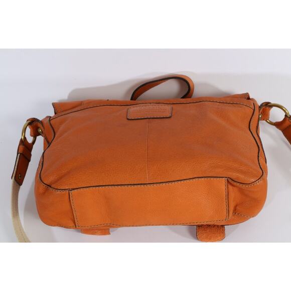FOSSIL Orange Pebbled Leather Push Lock Flap Shoulder Bag - Picture 10 of 10